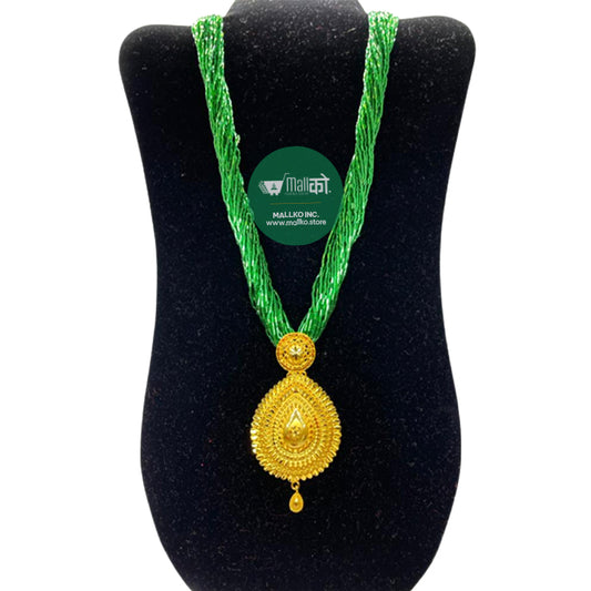 Gold Plated Modern Potey With Oval Pendant
