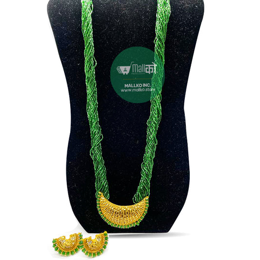 Nepali Green Potey With Locket Designer Jewerly