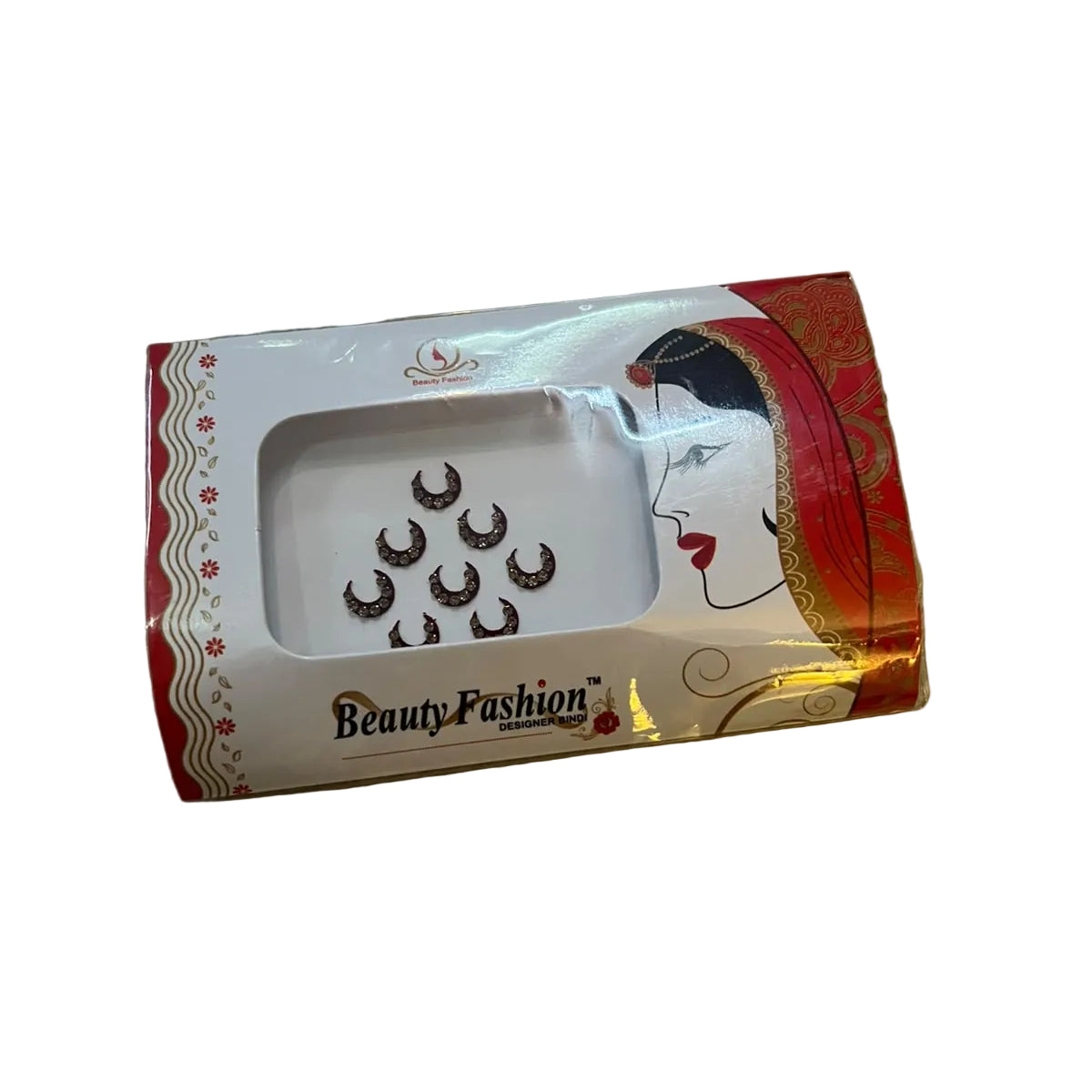 Beauty Fashion Maroon Crescent Stone Designer Bindi Pack