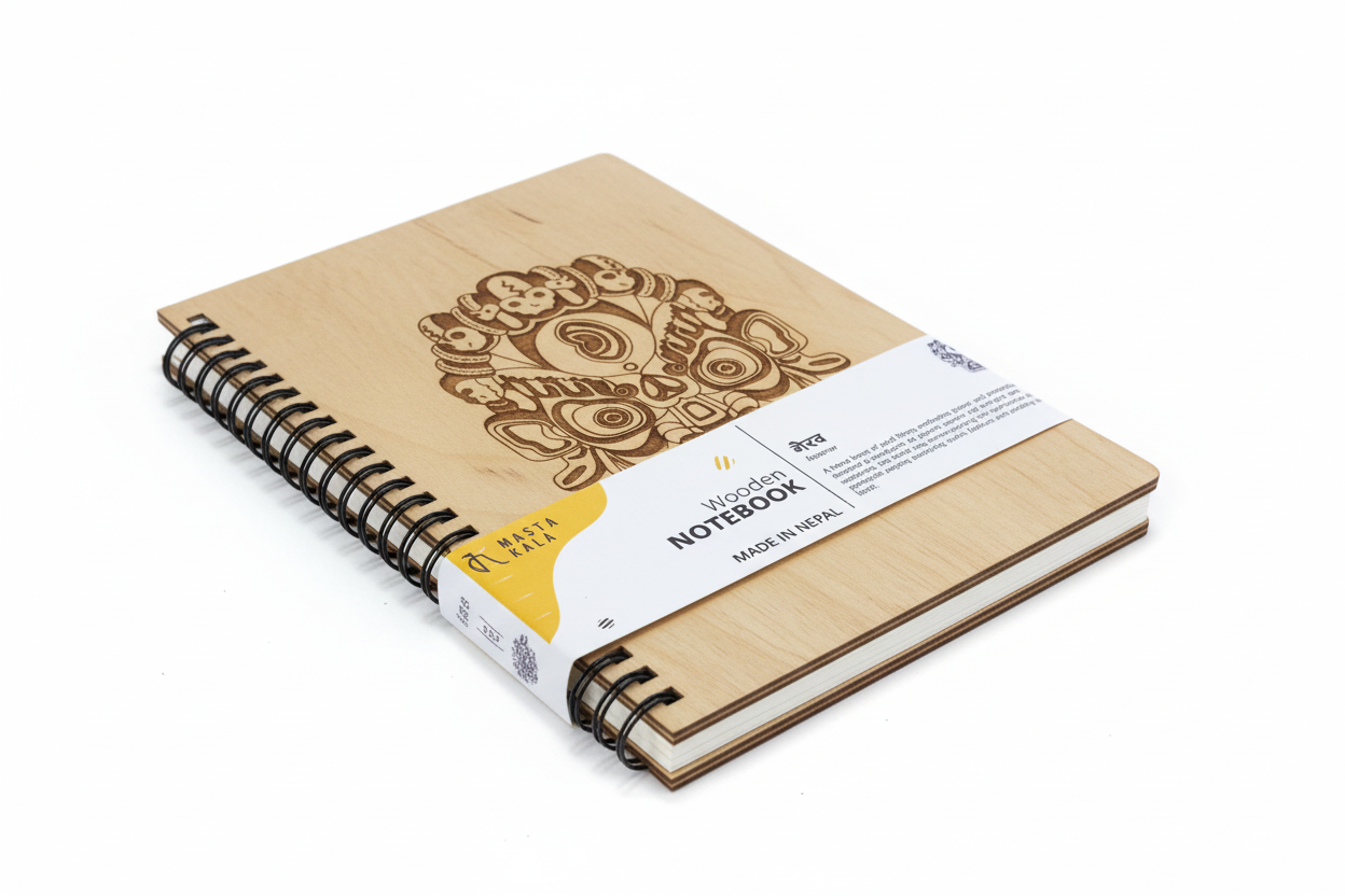 Handmade Bhairav Wooden Cover Journal from Nepal