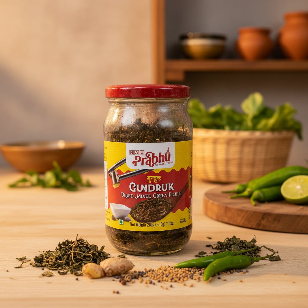 Gundruk pickle in jar