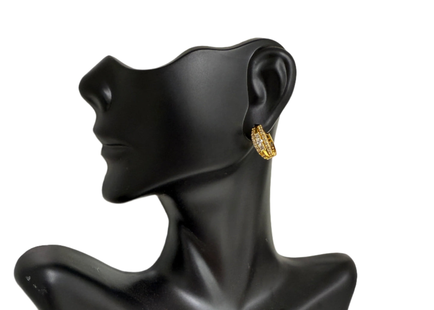 Gold-Plated Crystal Encrusted Hoop Earrings