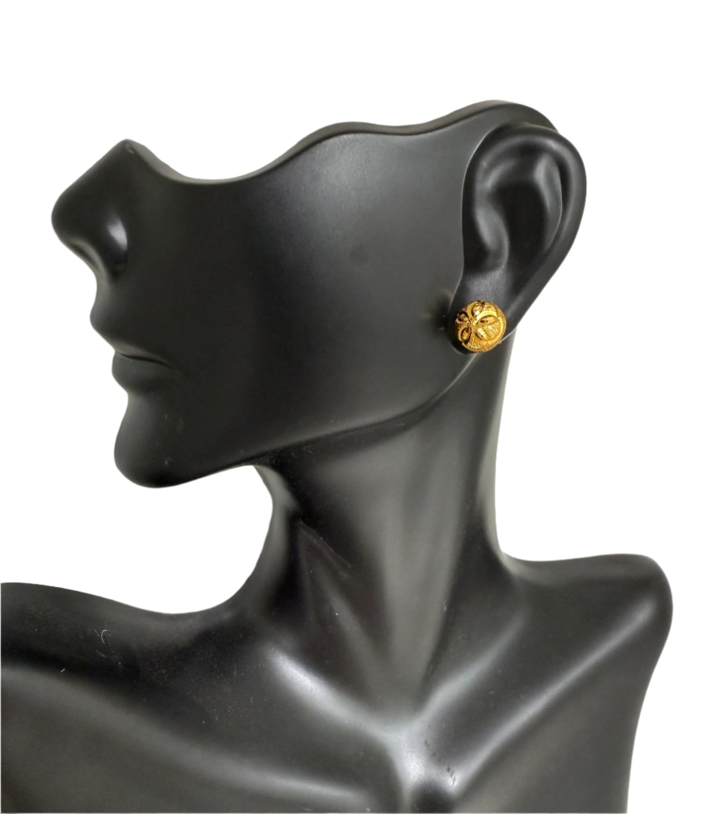 Gold-Plated Floral Dome Stud Earrings