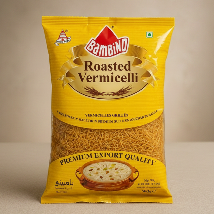Bambino Roasted Vermicelli 500g package of premium Indian wheat semolina vermicelli