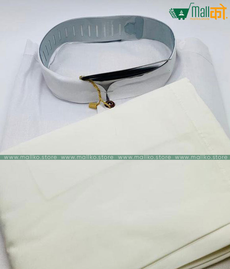 USMAN KURTA PANT SET (White/Cotton)