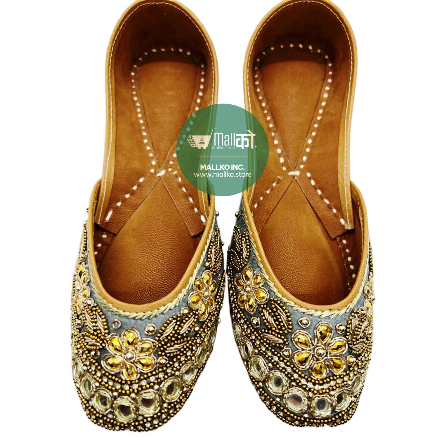 Women's Handmade Punjabi Jutti - Grey