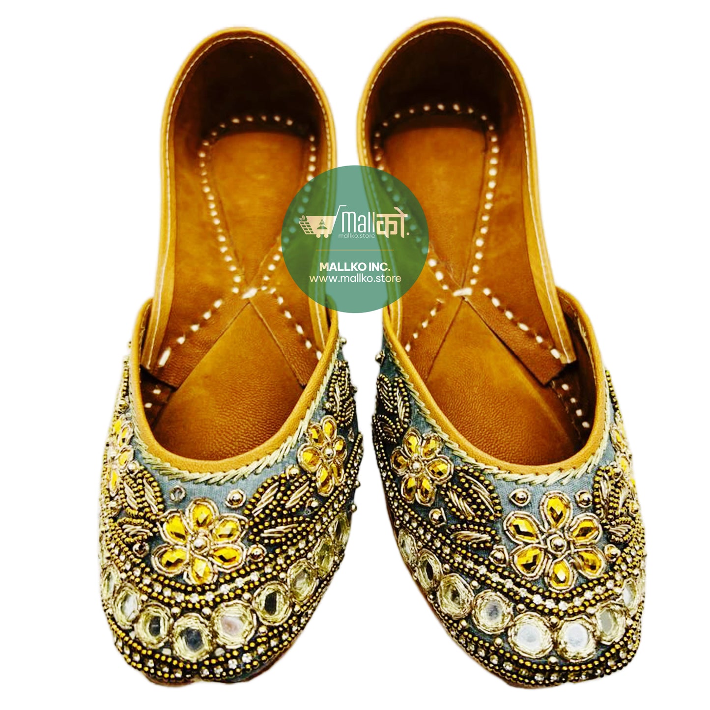 Women's Handmade Punjabi Jutti - Grey