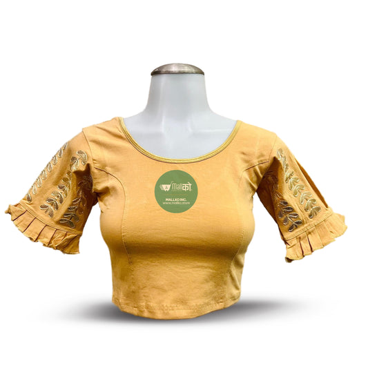 Women's Yellow Sari Blouse / Crop Top.