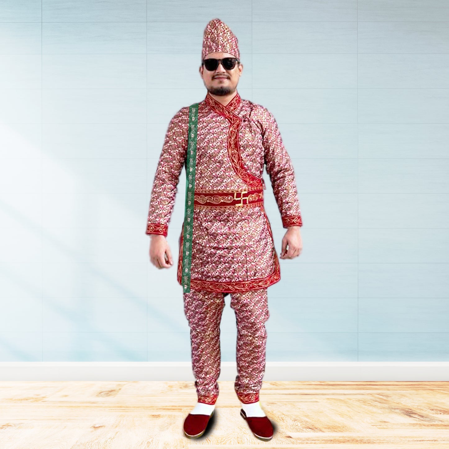 Nepali groom Daura Suruwal Set, Classic Dhaka Set