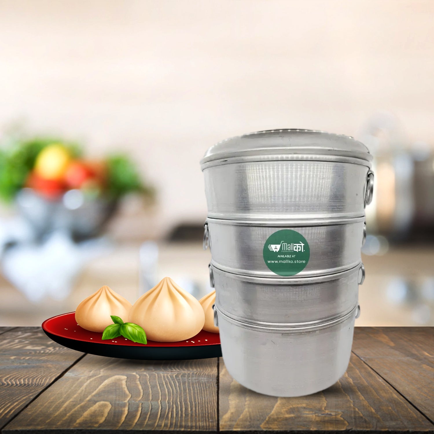 Dumpling MOMOs Steamer, Aluminum 4 Tier MOMO Pot