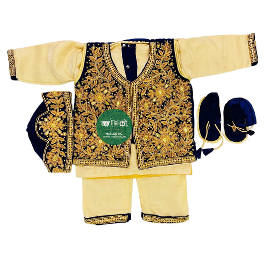 Sherwani Style Pasni Set-Blue