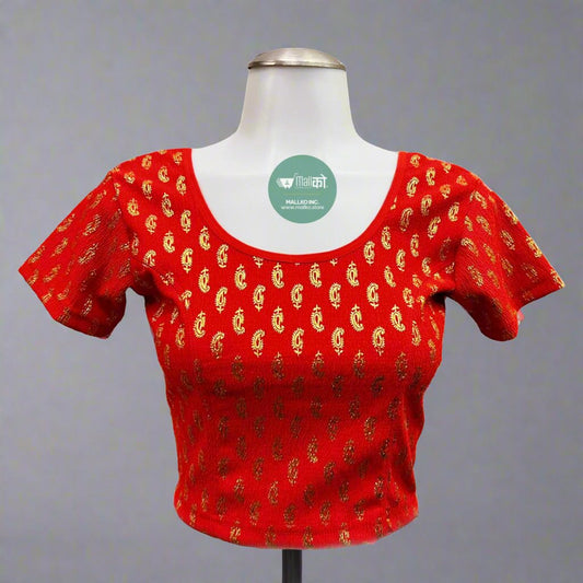 Blouse Top Red for Saree, ready to wear blouse, elastic blouse