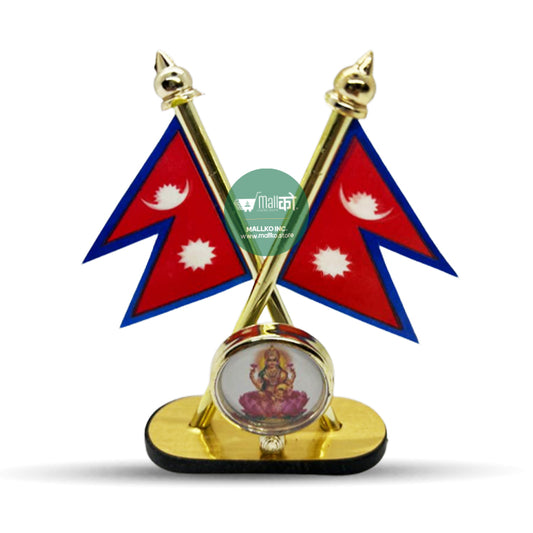 Flag of Nepal for Car Dashboard with Lakshmi