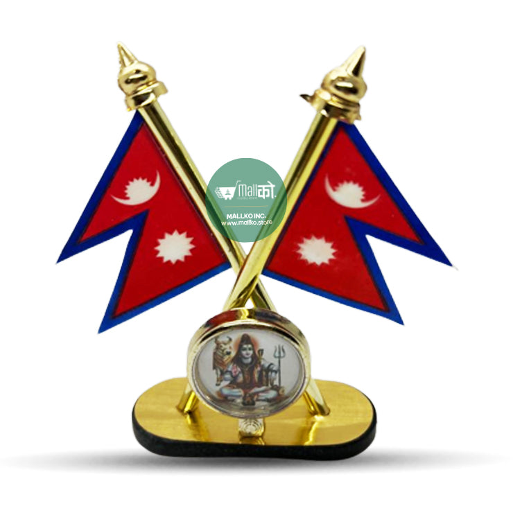 Flag of Nepal for Car Dashboard with Shiva