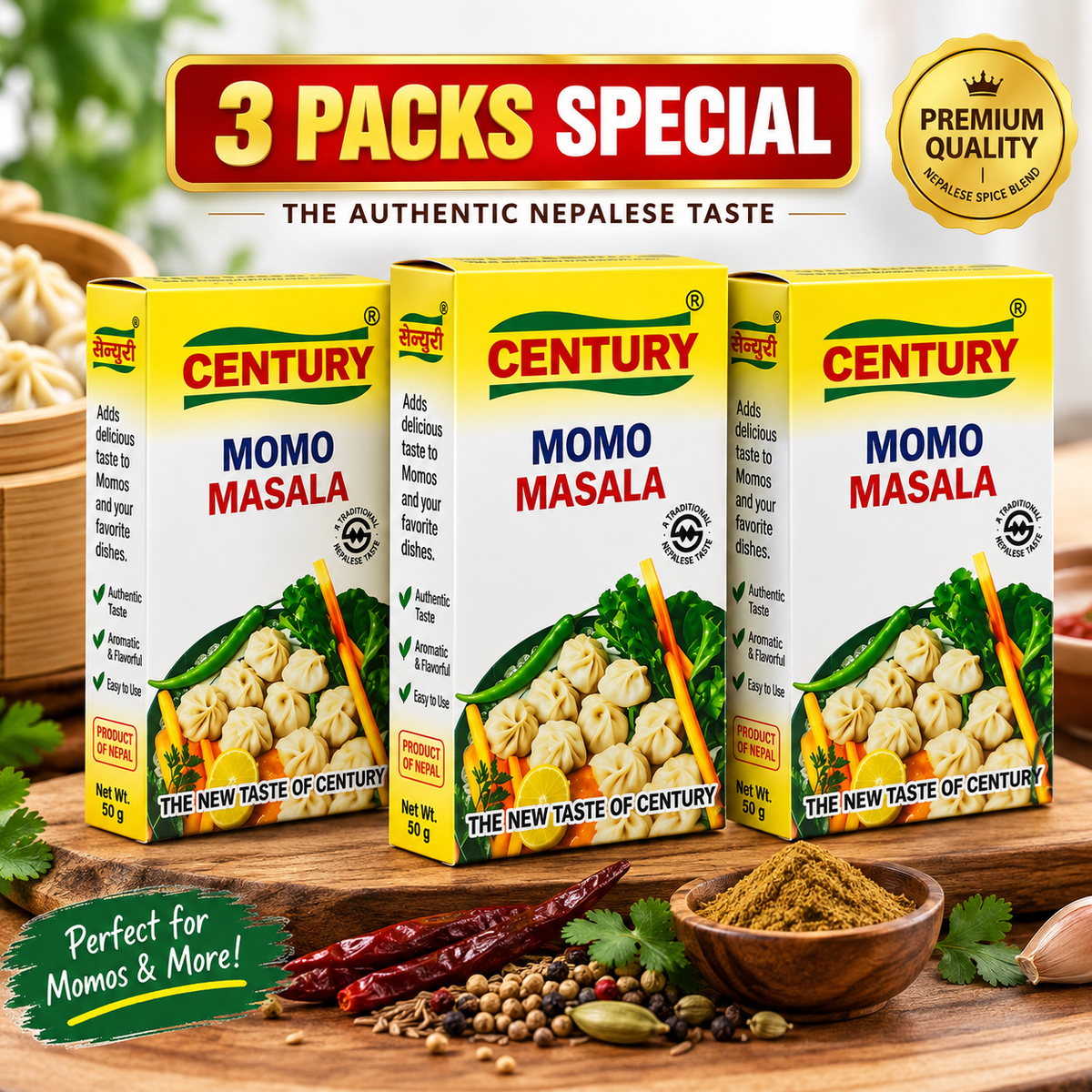 Century Momo Masala 50g/100g - Nepali Momo Spice Blend