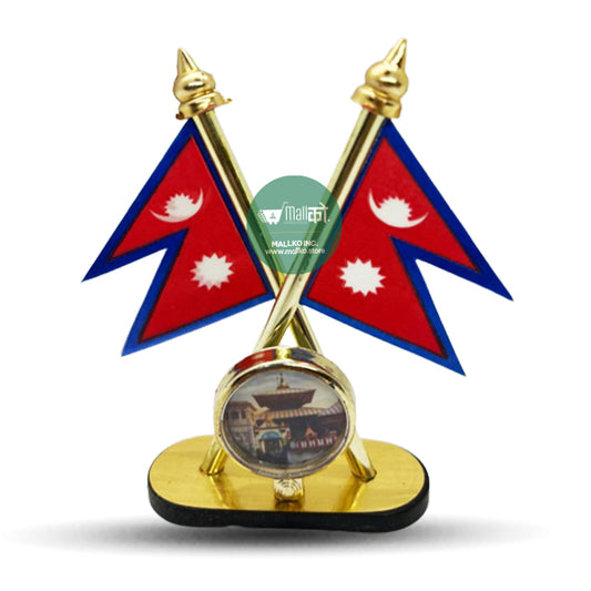Flag of Nepal for Car Dashboard with Pashupathi