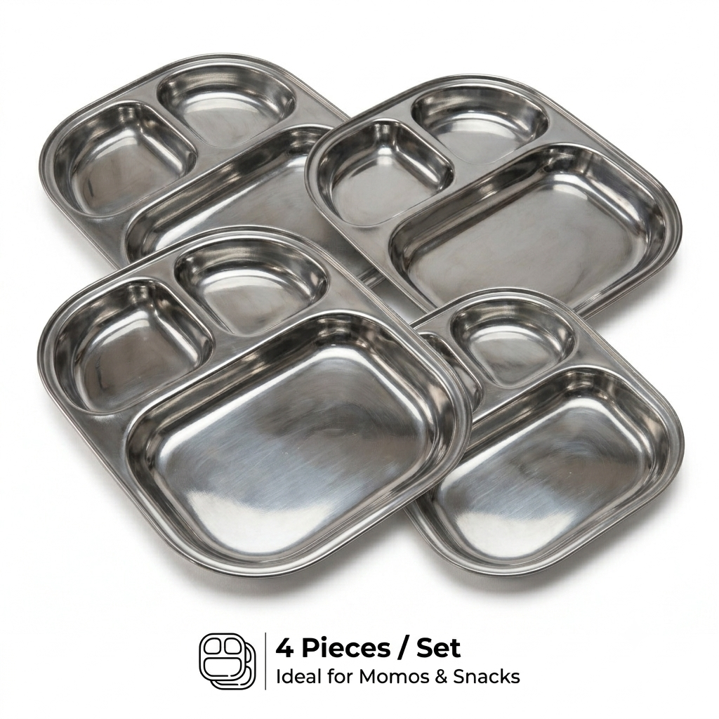 3-Partition Stainless Steel Plate