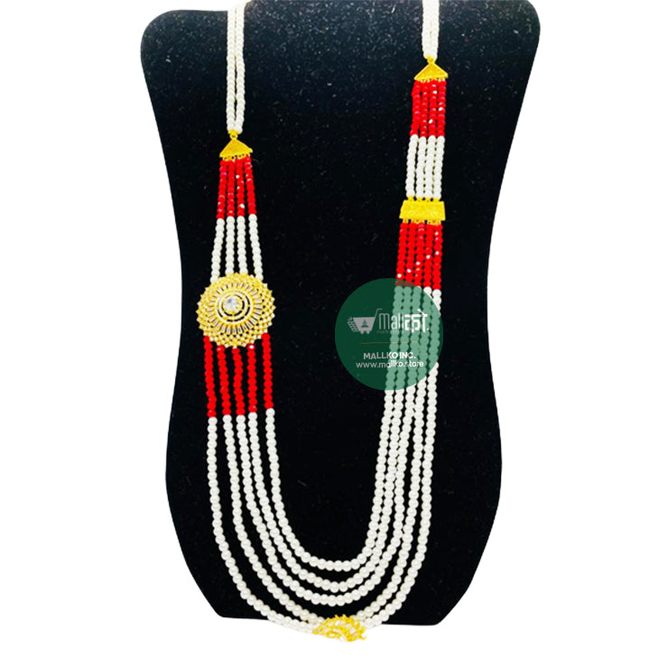 Pearl Chandrahaar With White Pendant Set