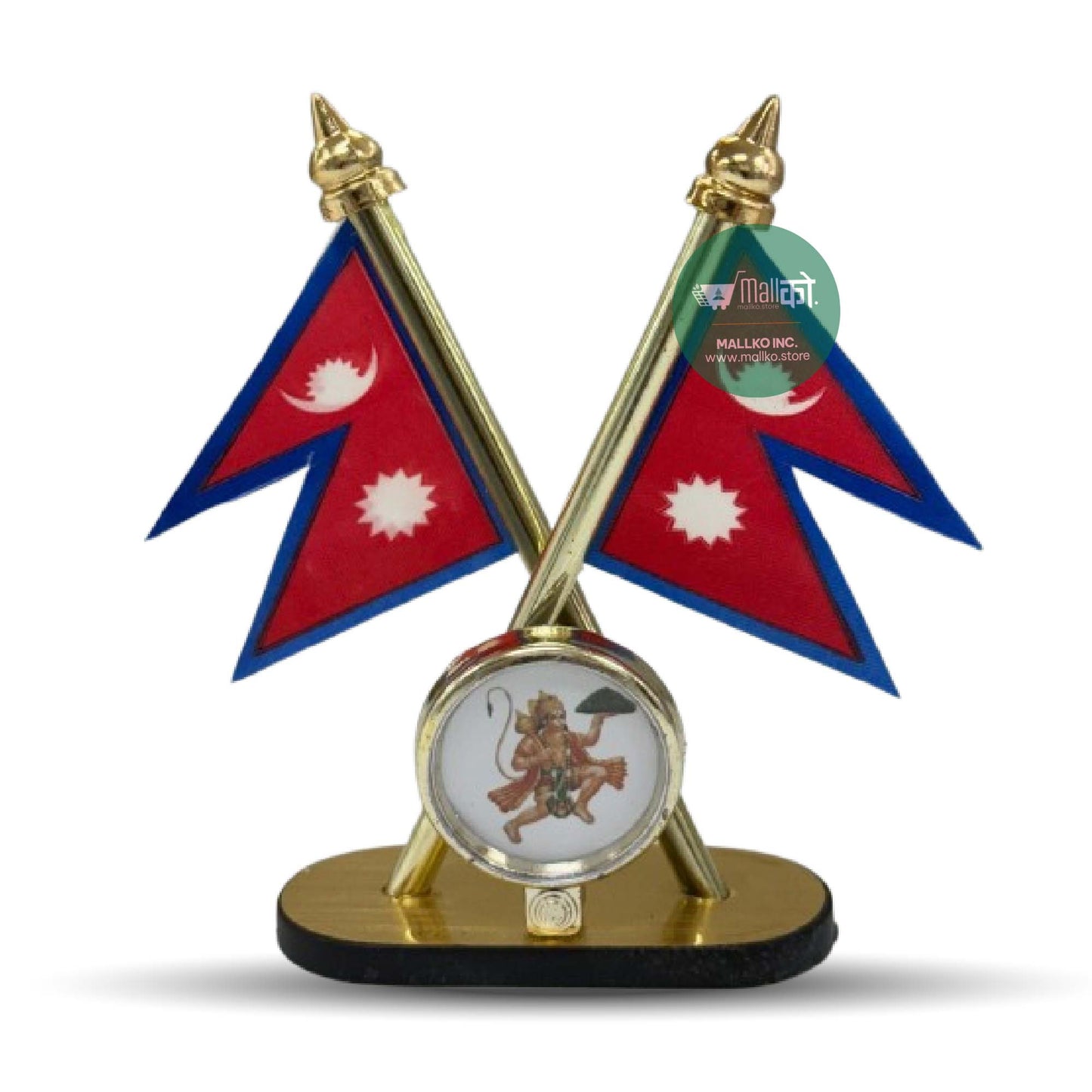 Flag of Nepal for Car Dashboard with Hanuman