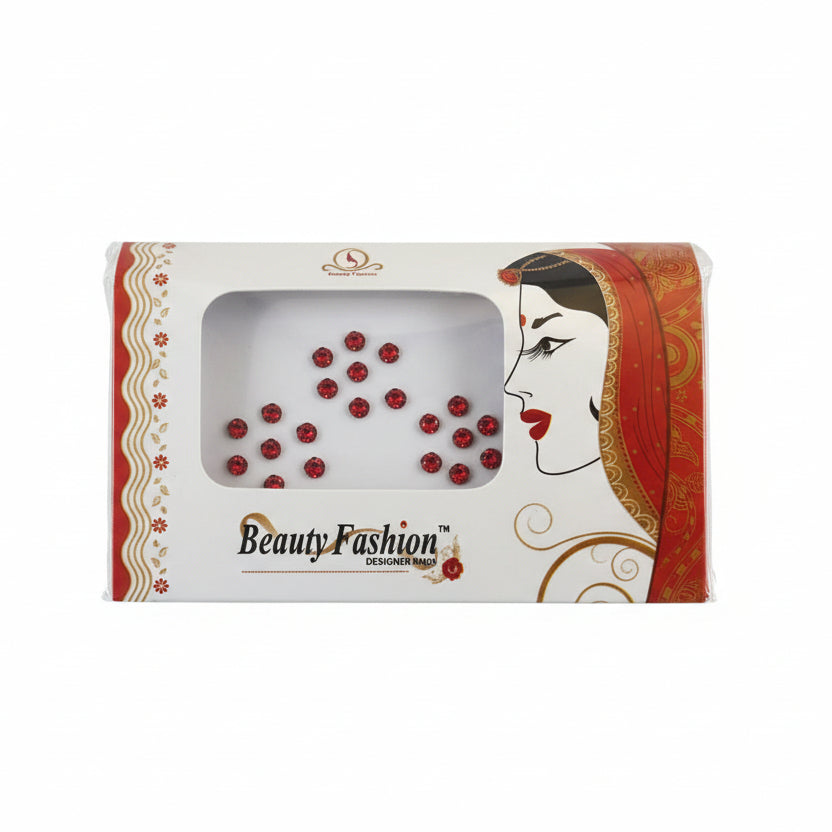Beauty Fashion Red Stone Designer Bindi Pack with Decorative Red Stones
