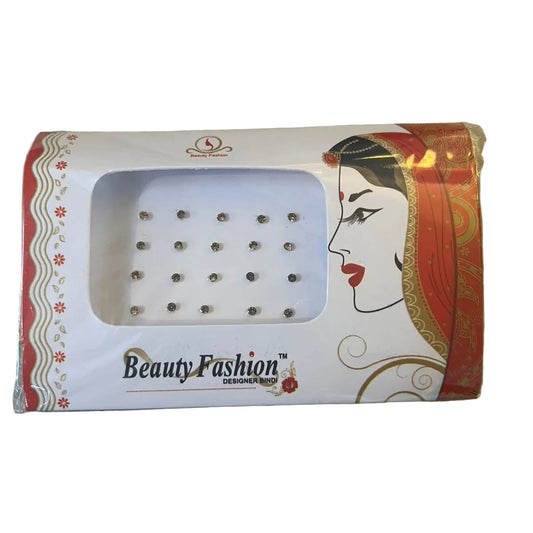Beauty Fashion Silver Round Stone Designer Bindi Pack