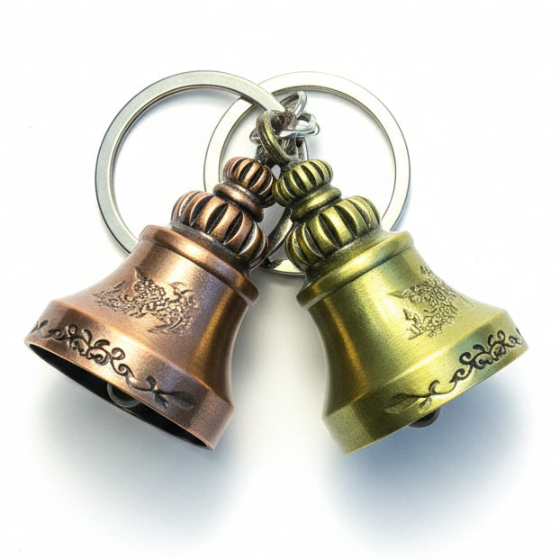 Decorative Bell Keychains in Antique Gold and Bronze Finishes