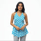 Blue floral halter boho chic short kurti in a breezy sleeveless style