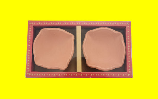 Char Mukhey Diya Plain – four-wick clay oil lamp