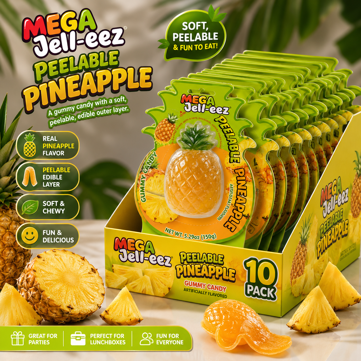Mega Jeli-eez Peelable Pineapple Gummy Candy