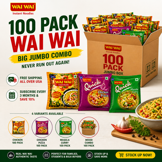 Wai Wai 100-Pack Jumbo Combo | Authentic Nepali Instant Noodles