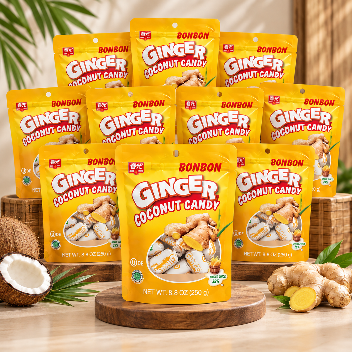 Chun Guang BonBon Ginger Coconut Candy 250g  - 10 pack
