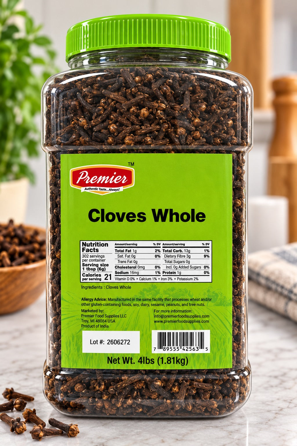 Premier Whole Cloves Lwang in a 4 lb bulk container