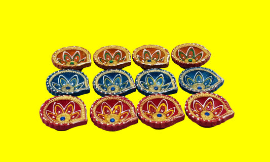 Colorful Clay Decorated Diya
