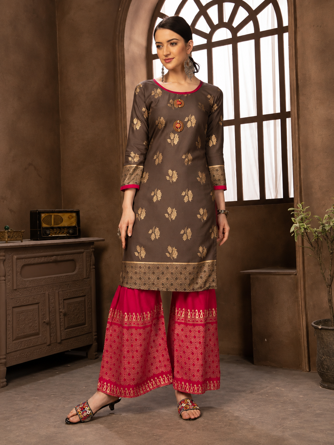 Designer_Kurti_with_Sharara_Pants Nepali/Indian Kurti