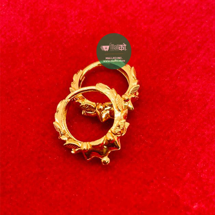 Goldplated earrings with traditional Nepali design in ring shape