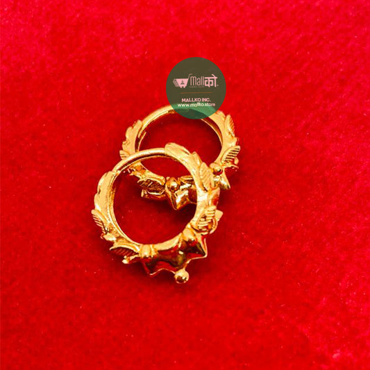Goldplated earrings with traditional Nepali design in ring shape