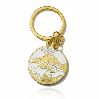 Gold Mt. Everest Nepal souvenir keychain with mountain design
