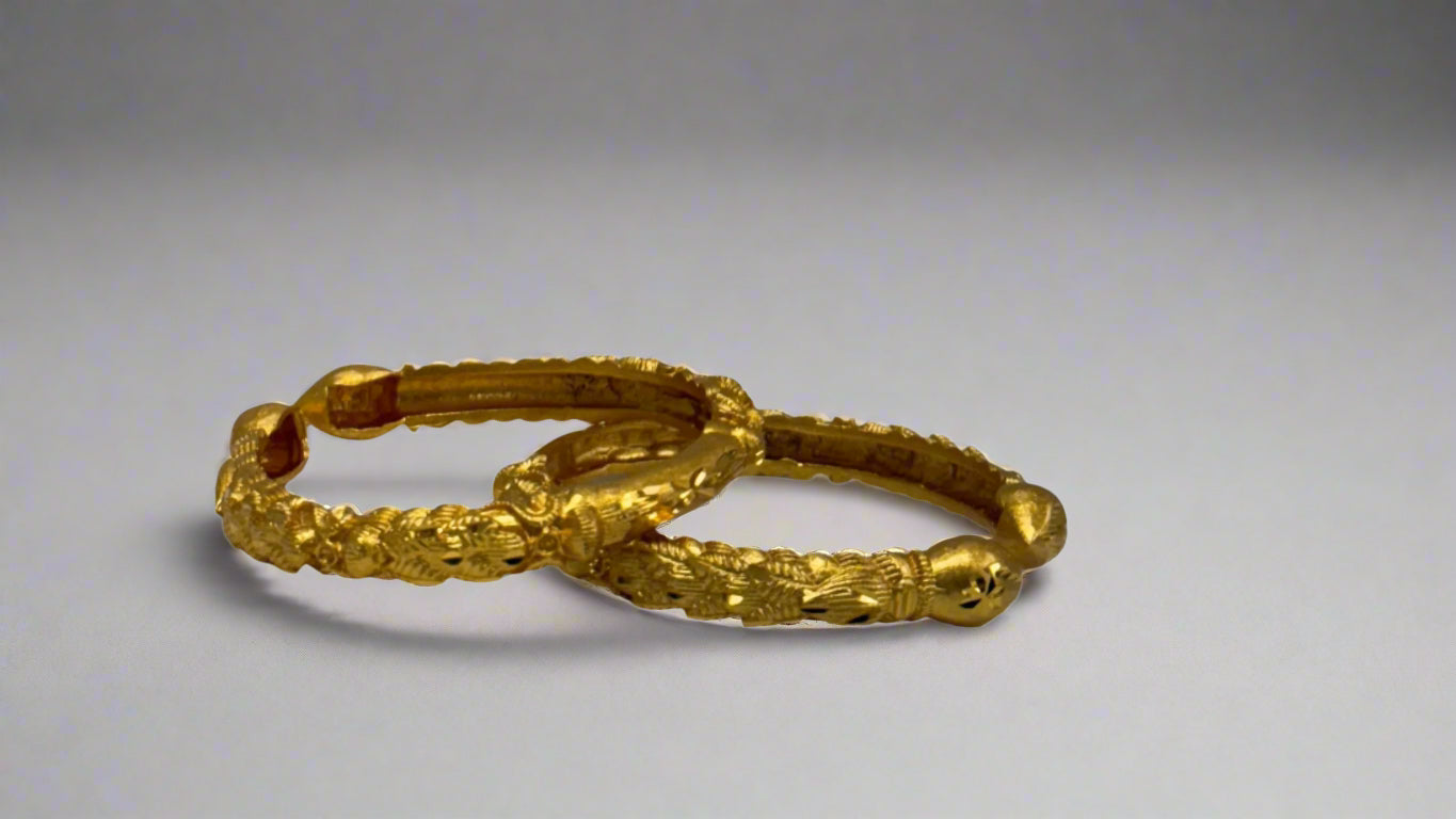 Golden chura jewelry – Nepali gold plated bangle close-up