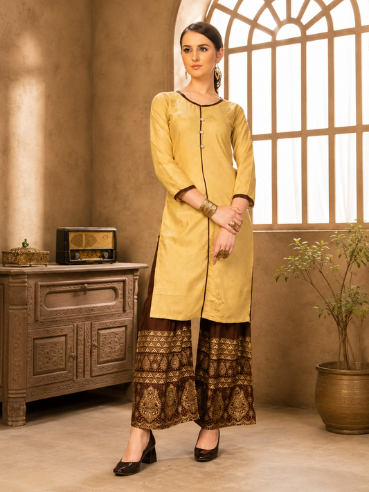 Gold_Print_Kurti_Sharara_Set Nepali/Indian