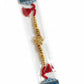 Gold Swastik rakhi with red thread and traditional bead detailing