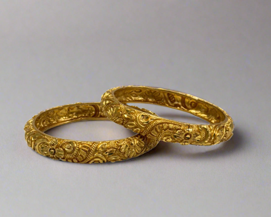 Gold plated Nepali chura – traditional golden bangle for women