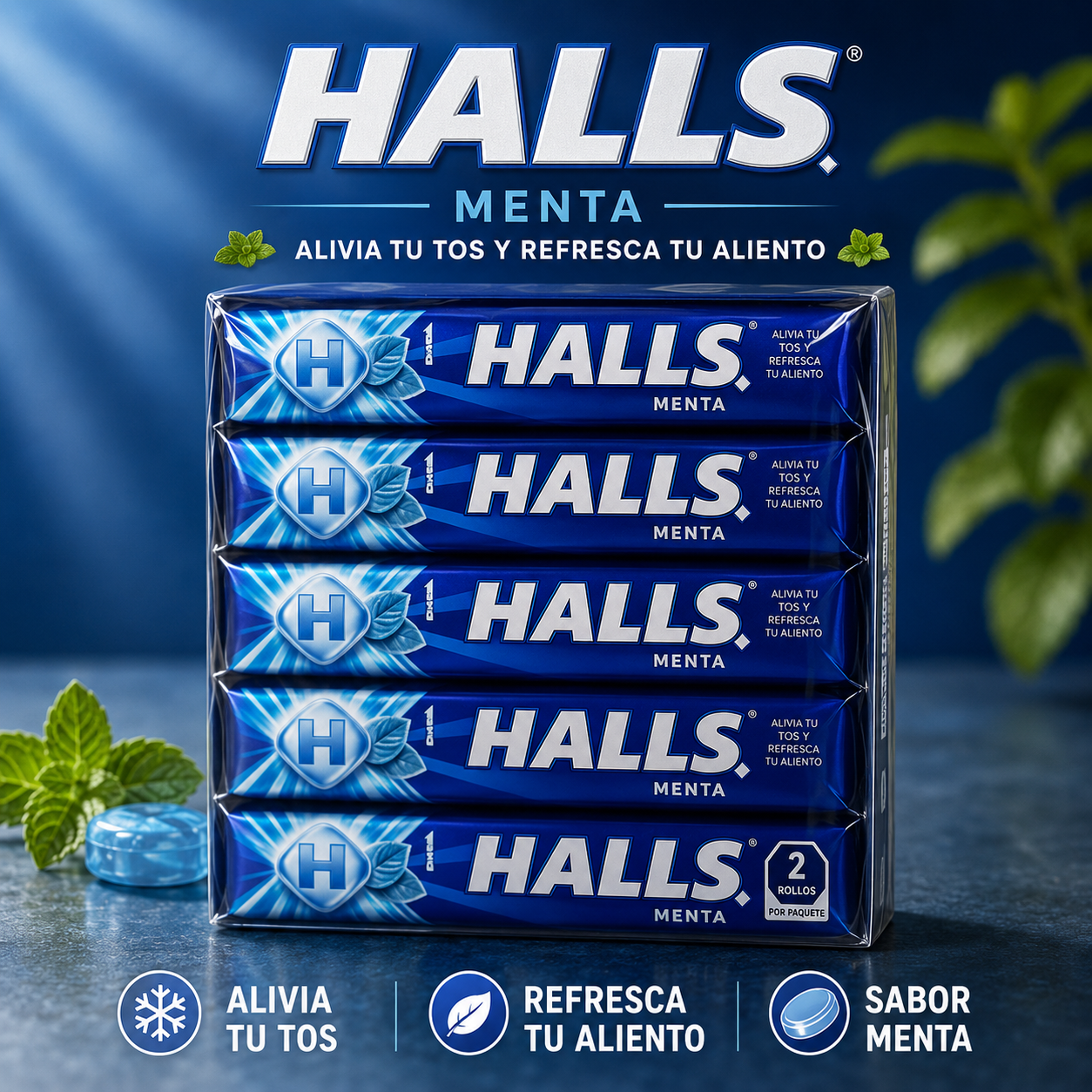 Halls Menta Mint Hard Candy – 12 Pack