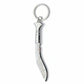 Silver-tone decorative Nepali khukuri keychain with engraved curved blade