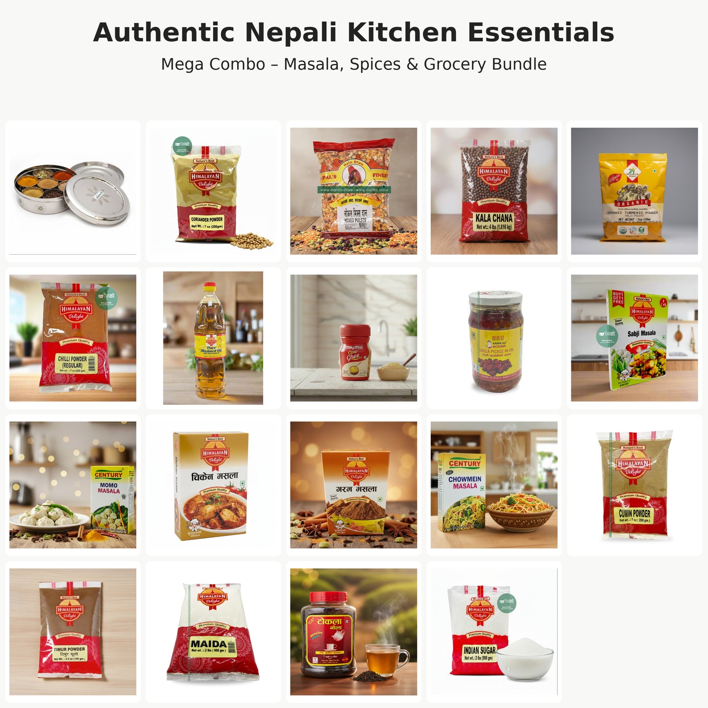 Authentic Nepali Kitchen Essentials Mega Combo – Masala, Spices & Grocery Bundle