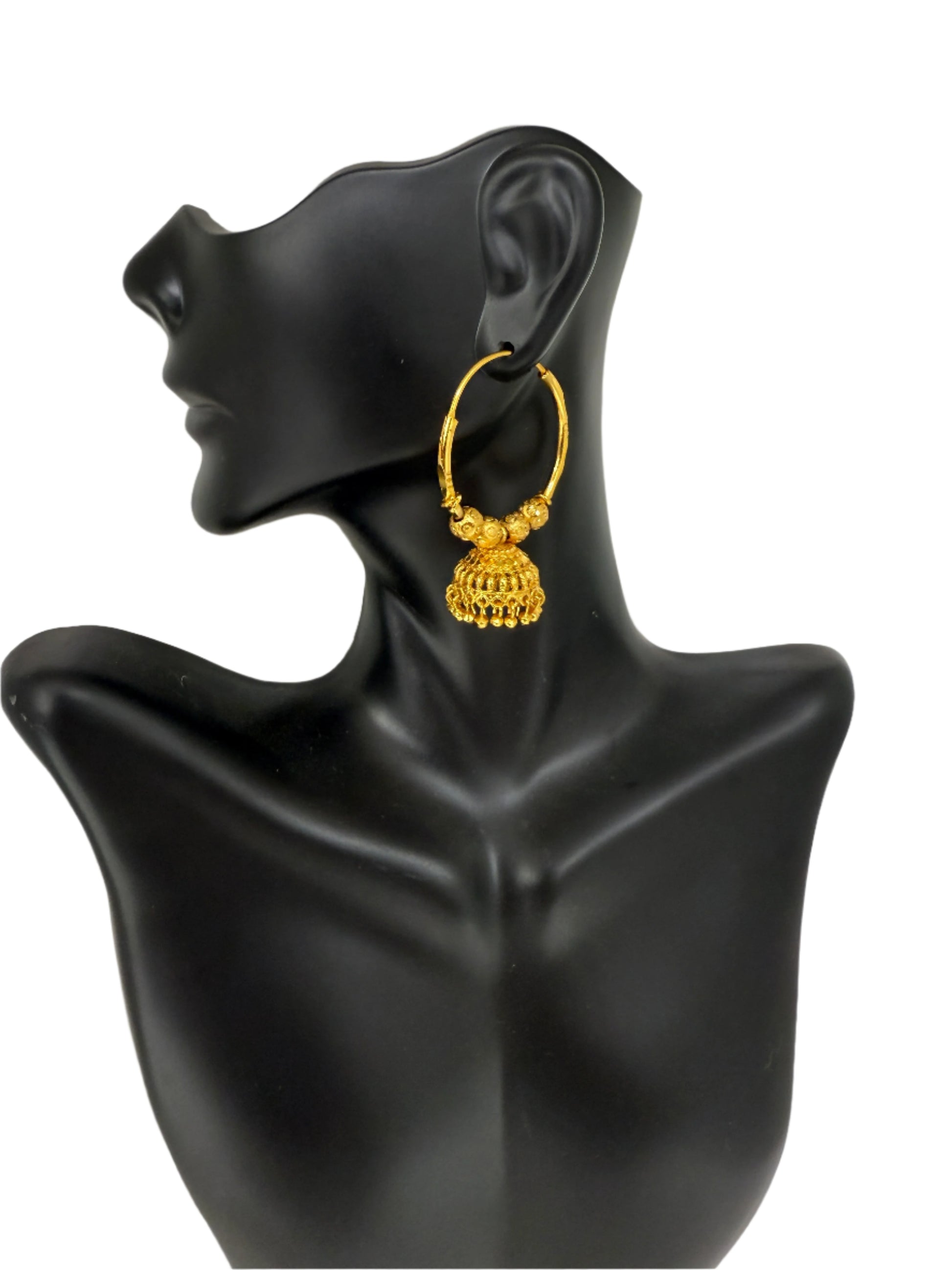 Gold plated Marwari earrings Nepali traditional hoops