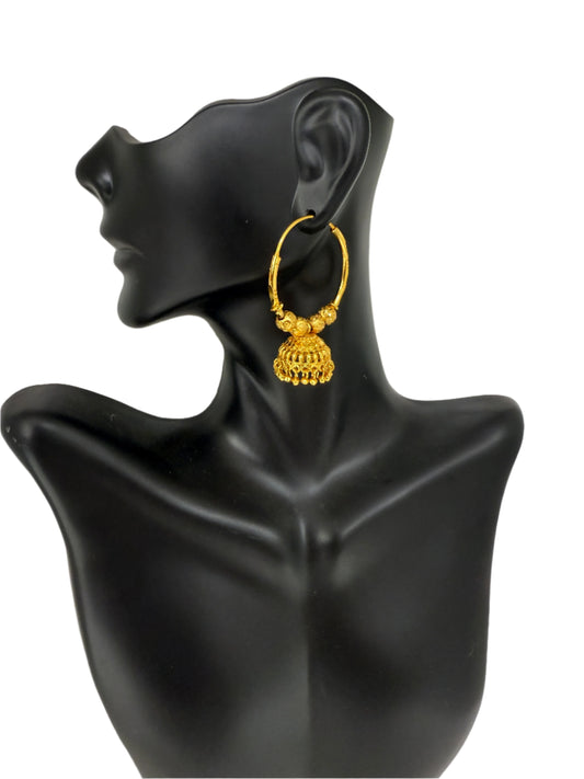Gold plated Marwari earrings Nepali traditional hoops