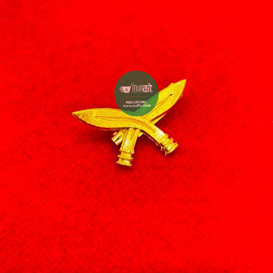 Traditional Nepali gold brooch with Gorkhali and Khukuri designs