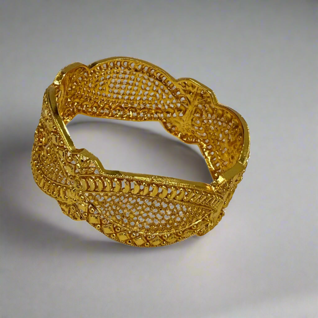 Traditional Nepali gold bracelet – gold plated chura design