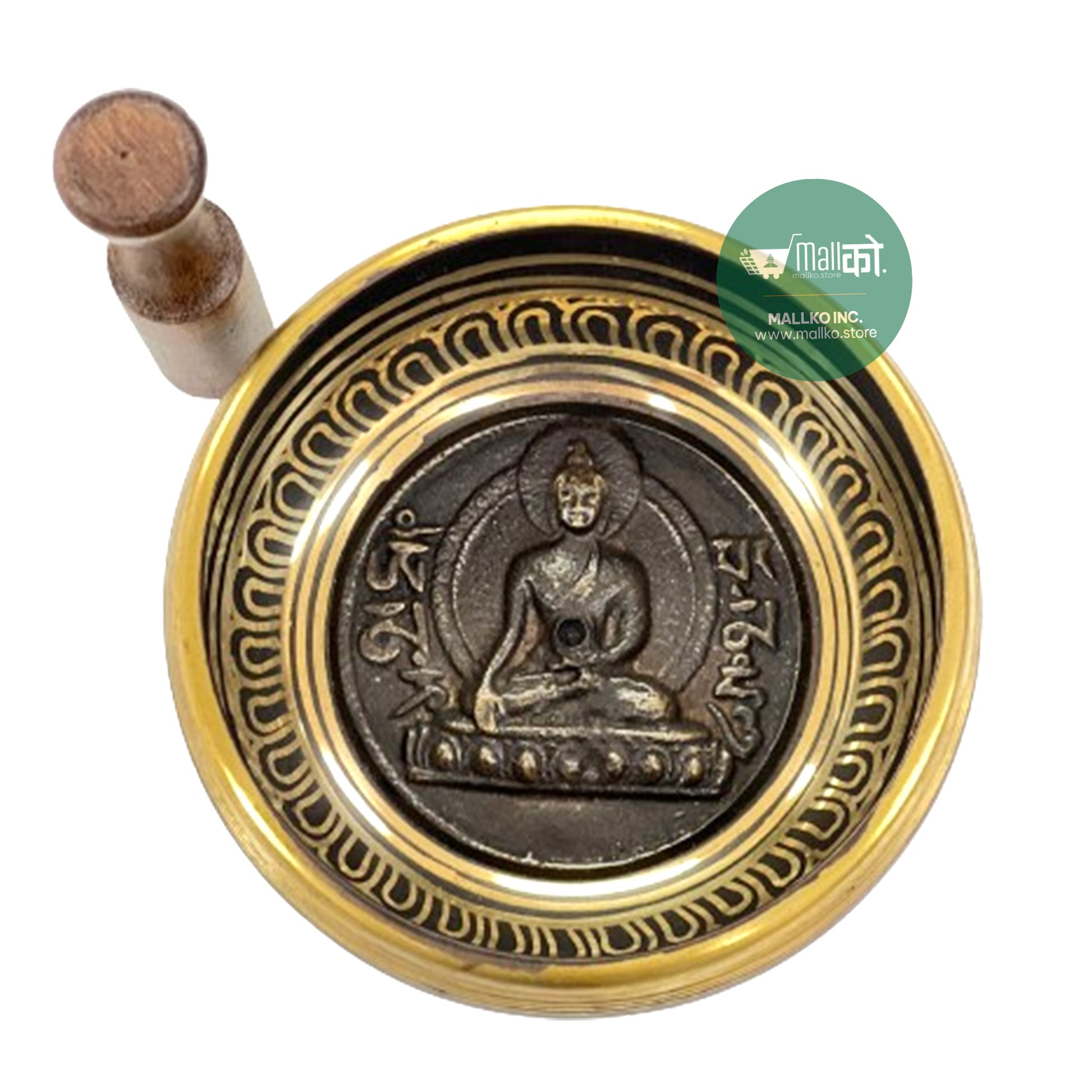 Tibetan sound healing bowl set with wooden mallet