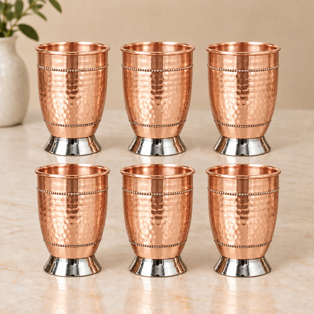 Copper glass authentic Nepali kitchenware set of 6